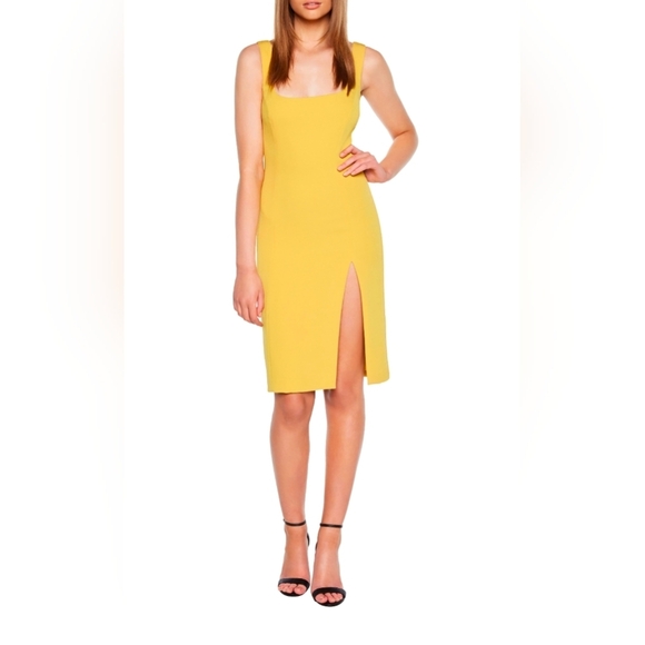 NWT Bardot Leila Yellow Sleeveless High Slit Dress Women's Size 4 XS - Picture 1 of 7